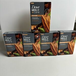 5 X Dove Men +Care Sandalwood +Cardamom Oil Restore Cleansing Bar 5oz